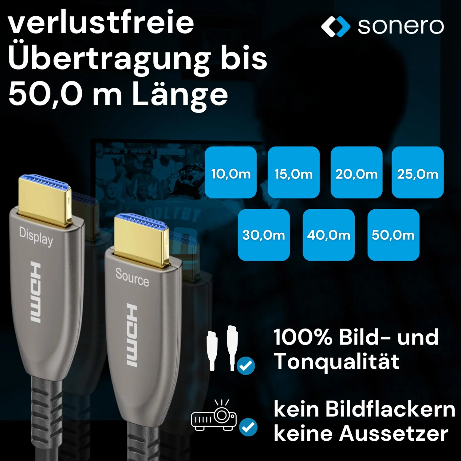 Sonero X-AOC250-400 HDMI Kabel Glasfaser 40m 8K anthrazit