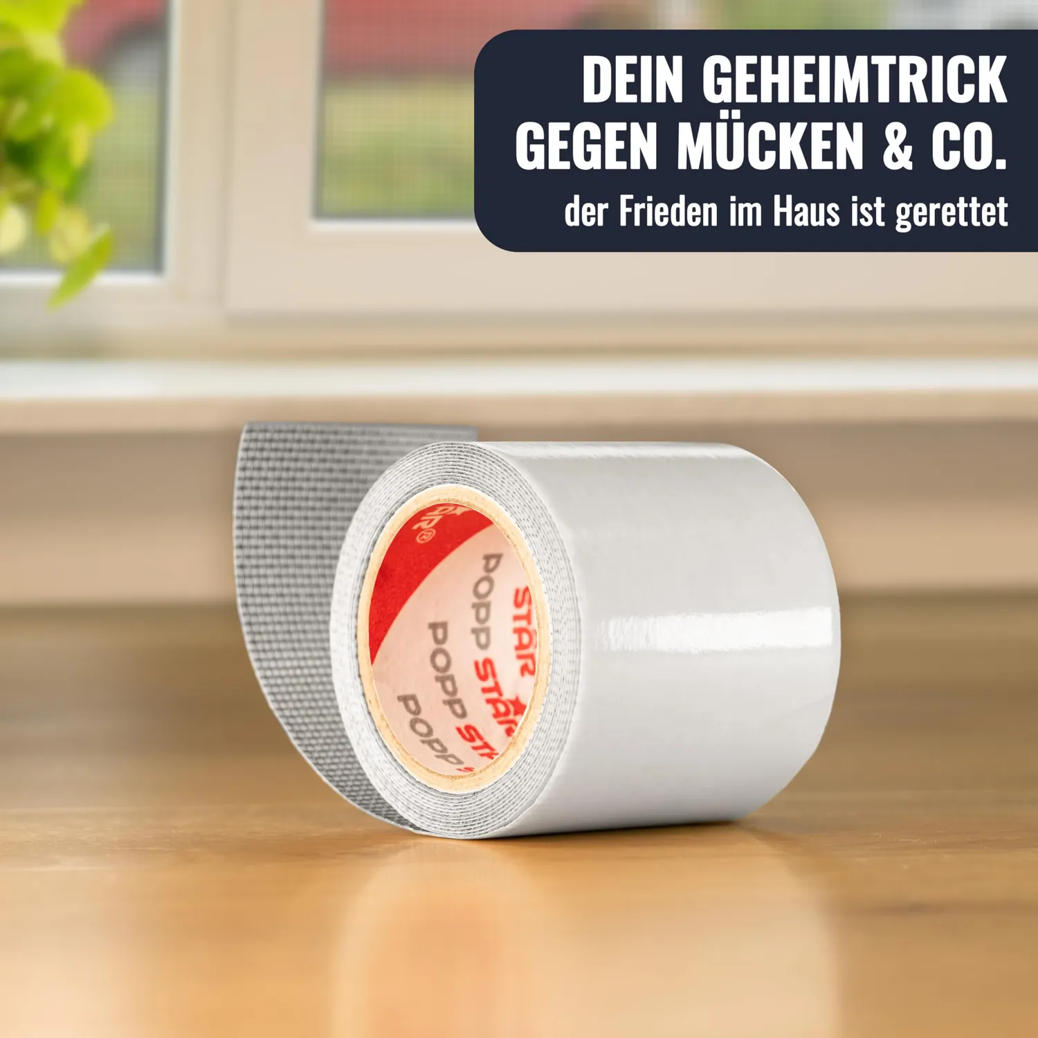 Poppstar Fliegengitter Reparaturband grau 2 m x 5 cm UV-beständig