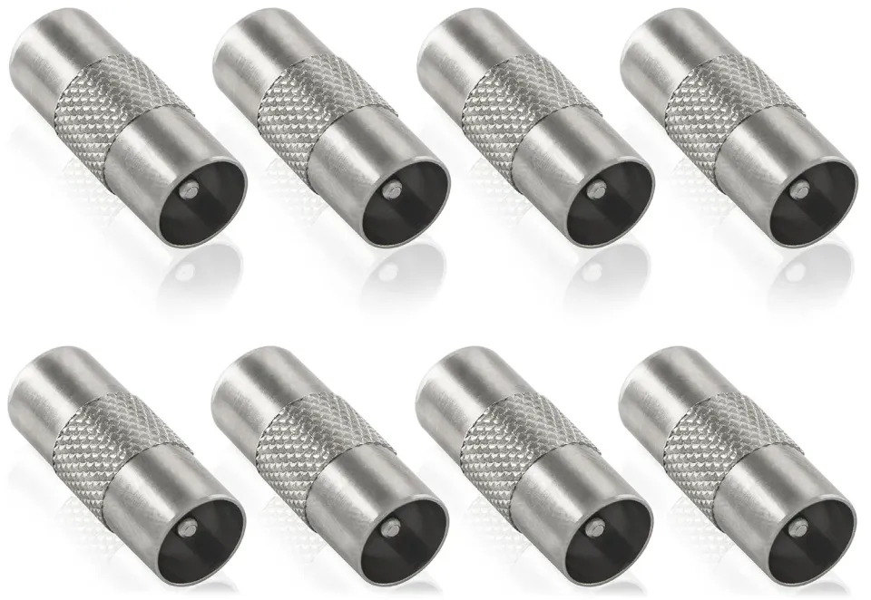 Poppstar SAT-Adapter IEC Stecker 8er-Set silbern