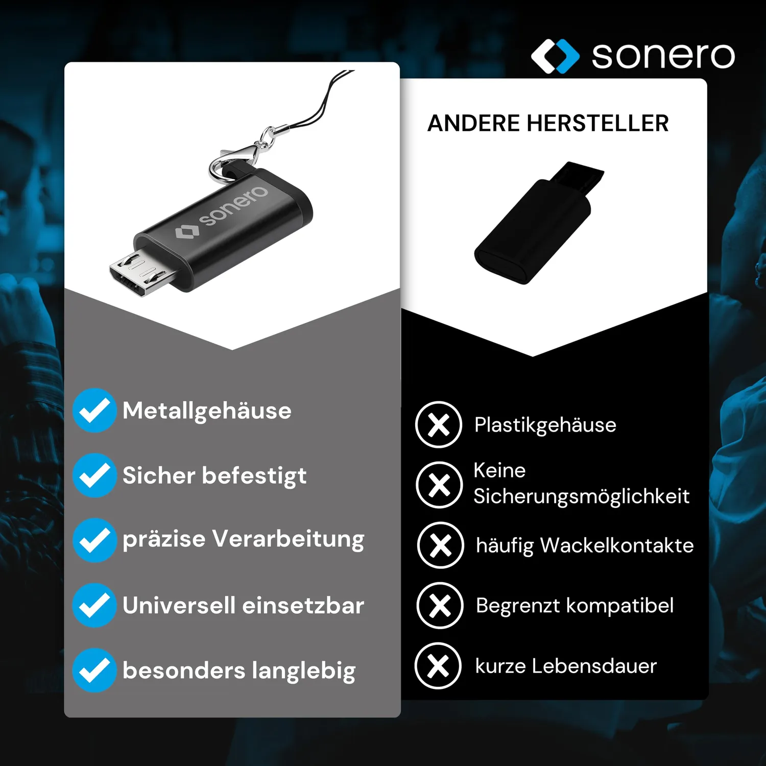 Sonero X-UA121 USB-C Adapter Micro-USB OTG schwarz
