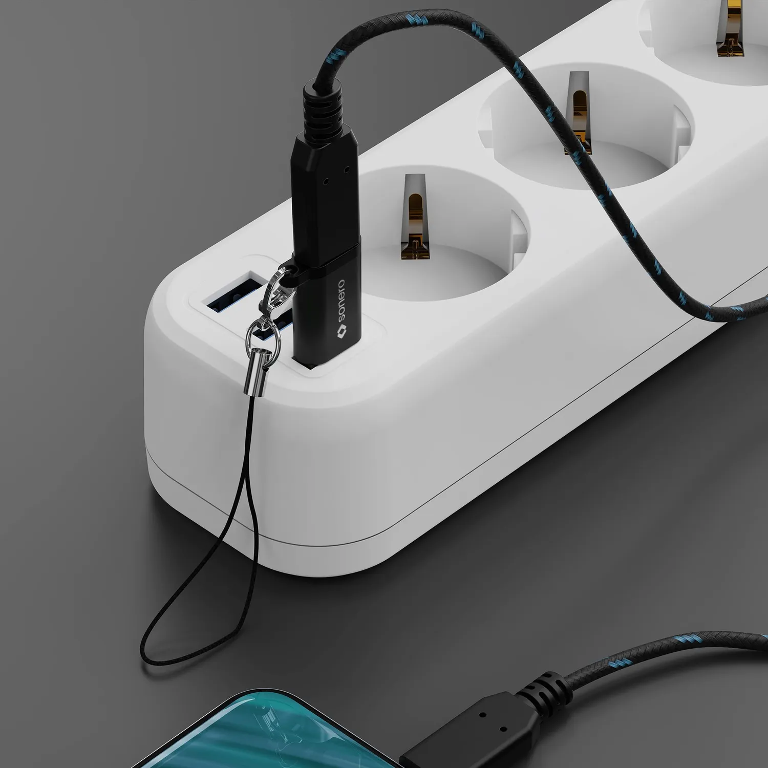 Sonero USB-A auf USB-C Adapter Aluminium schwarz 3A