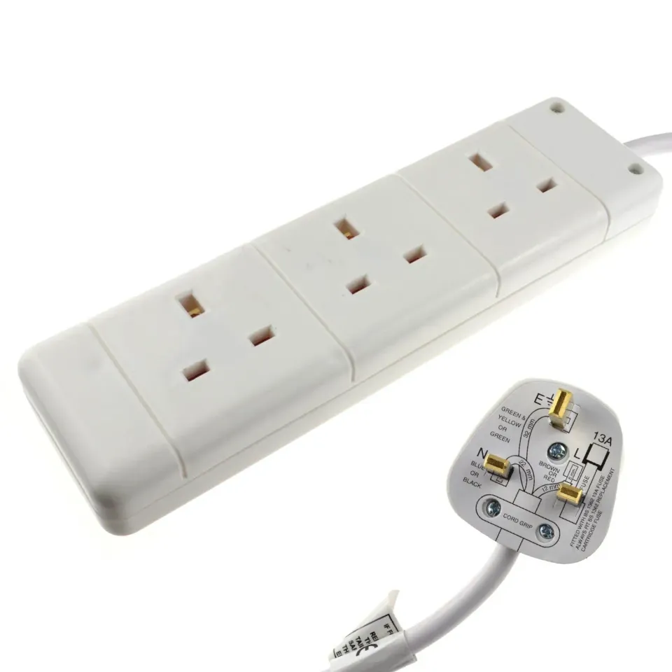 Kenable Stromverlängerung weiß 3 m UK 13A 3-fach