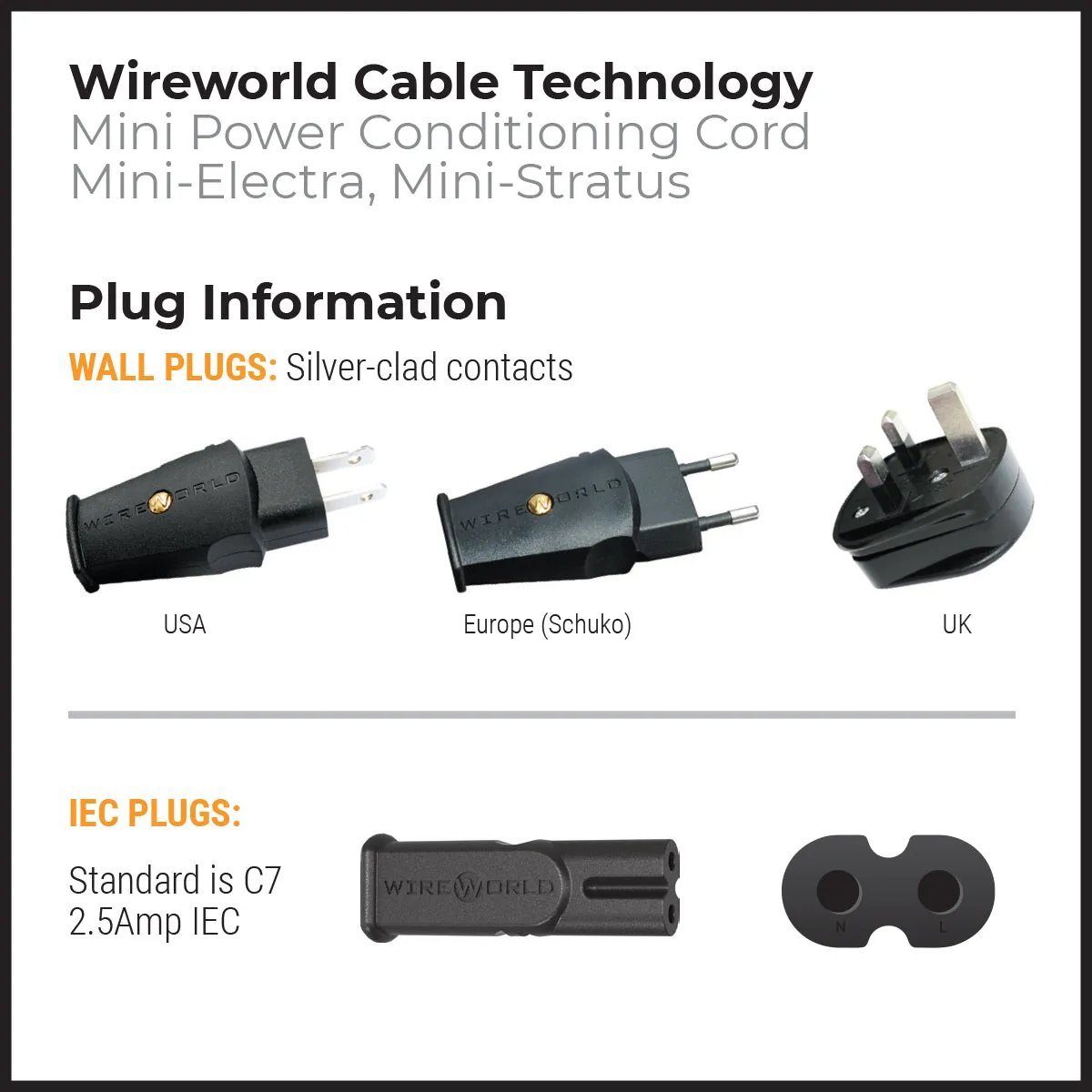 WireWorld Electra 10 Netzkabel 1,0m Mini-Stecker OCC