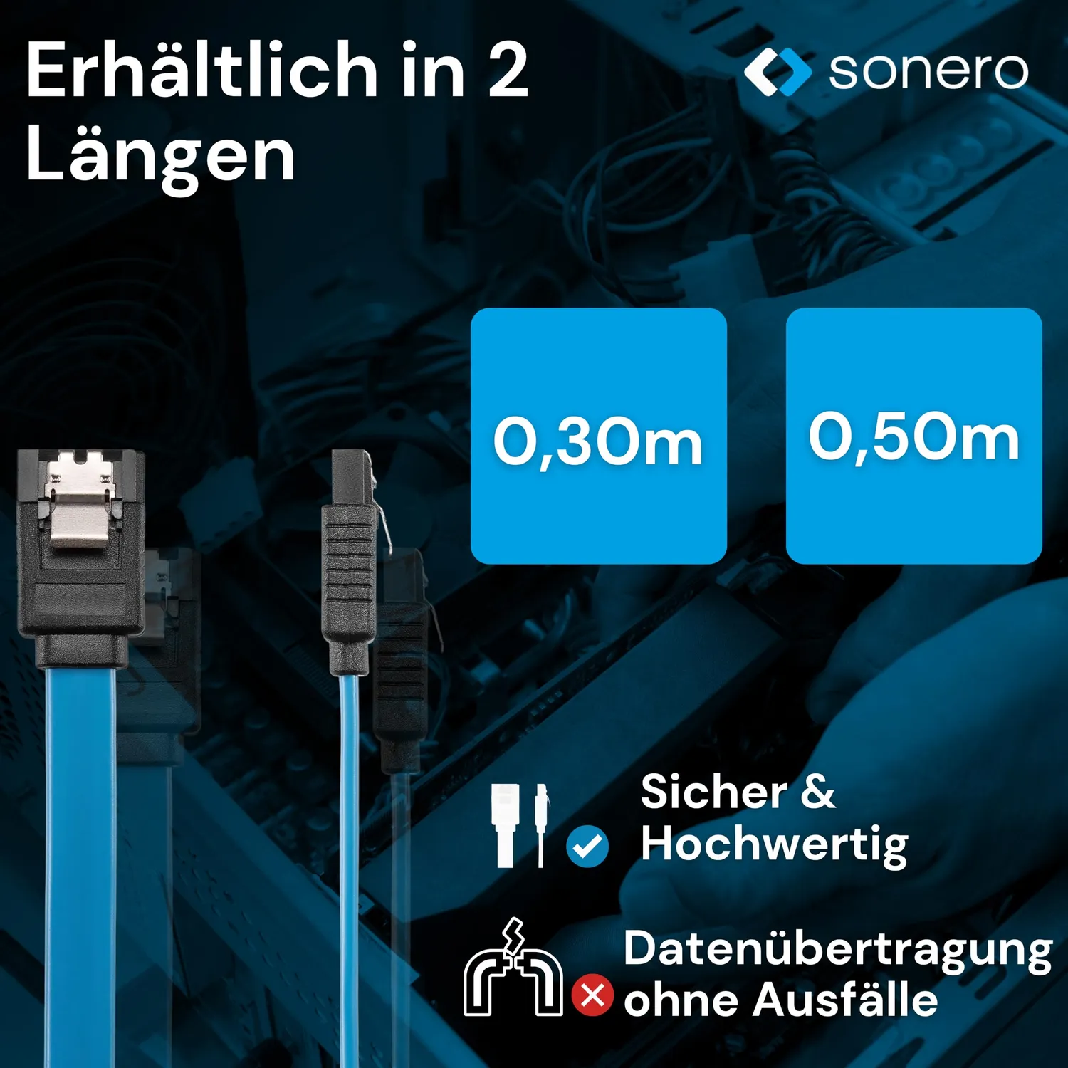 Sonero X-SATA010-050B SATA-Kabel 0,5m blau 6Gb/s