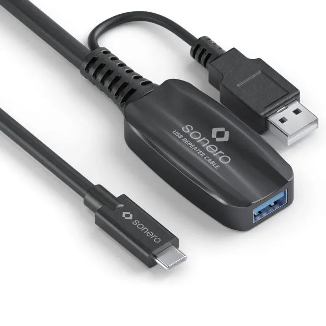Sonero S-XU3020-100 USB-Verlängerung 10 m aktiv schwarz