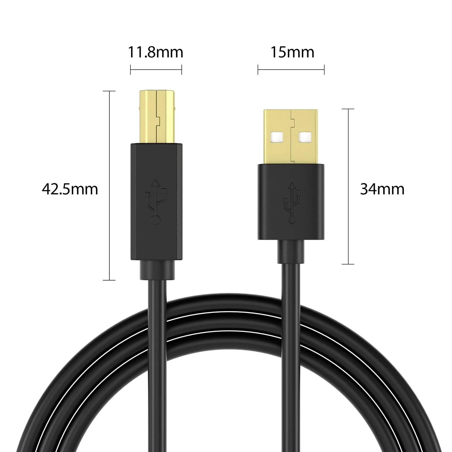 JAMEGA Druckerkabel USB A auf B 0,5m vergoldet