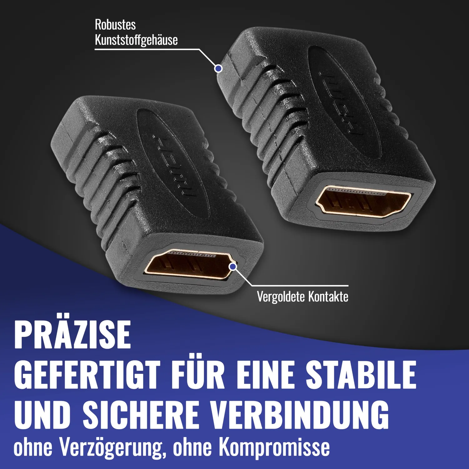 Poppstar HDMI Adapter Kupplung Buchse-Buchse 4K 1 Stück