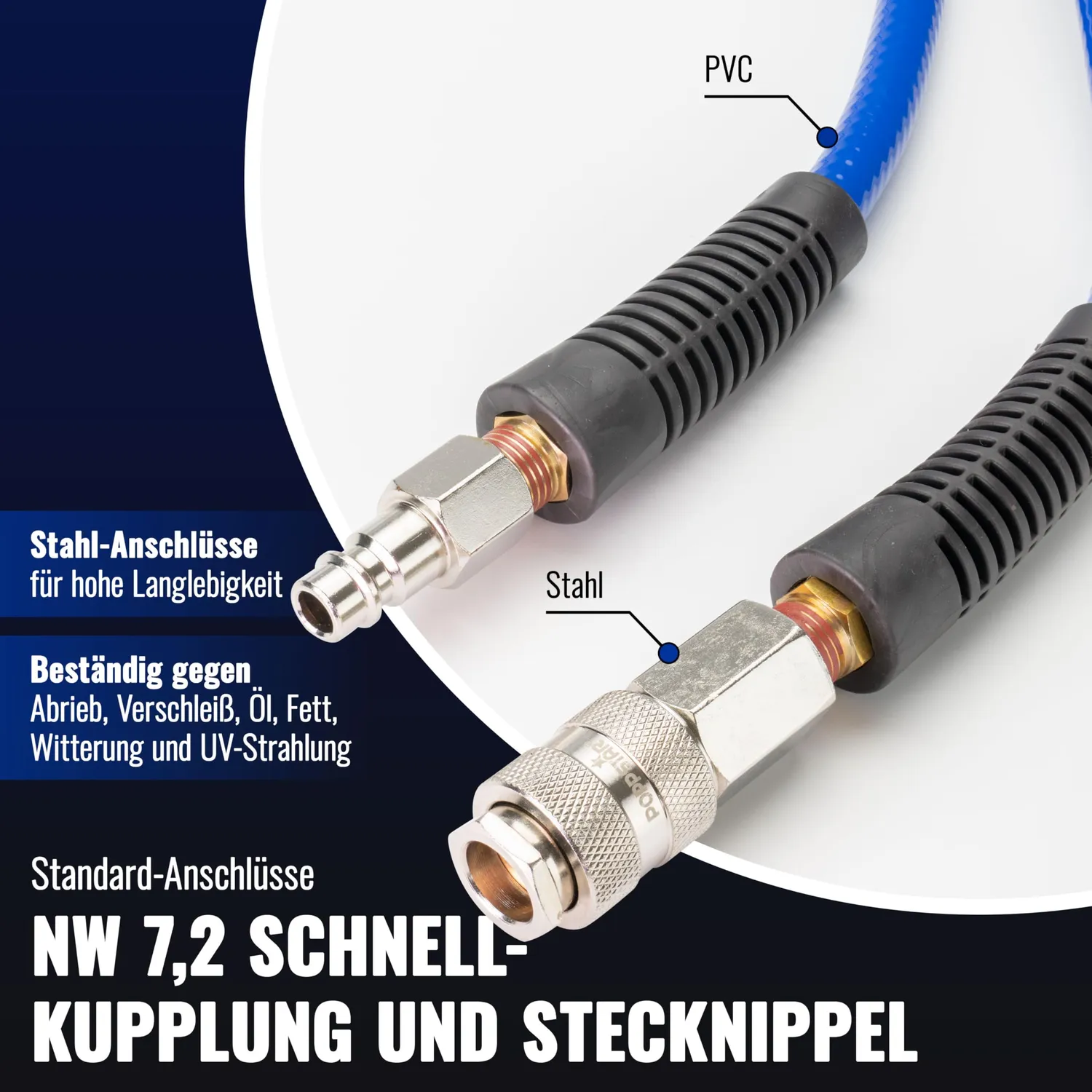 Poppstar PVC Druckluftschlauch 15m 6/12mm 20 bar