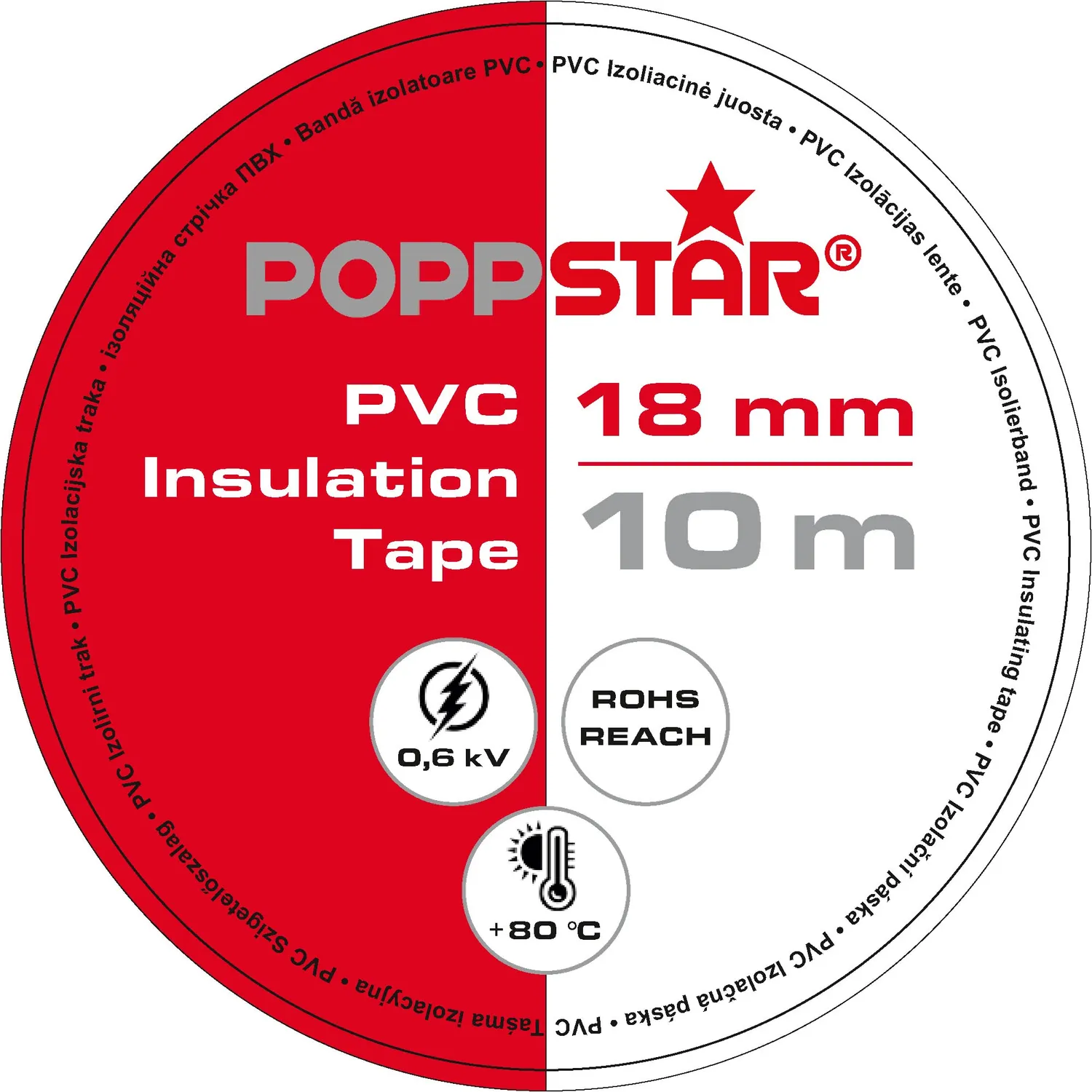 Poppstar Isolierband PVC Klebeband weiß 2x10m 600V