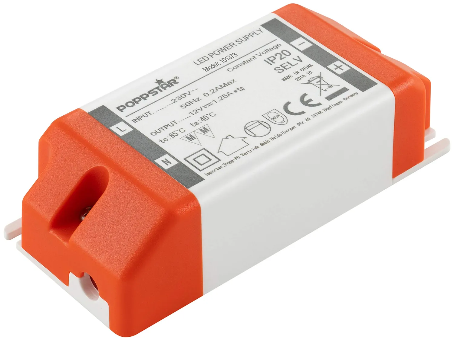Poppstar Slim LED Trafo 12V 20W 1,66A flach Netzteil