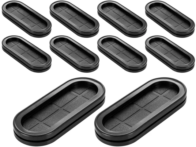 Poppstar Kabeltüllen oval 10 Stück schwarz Gummi