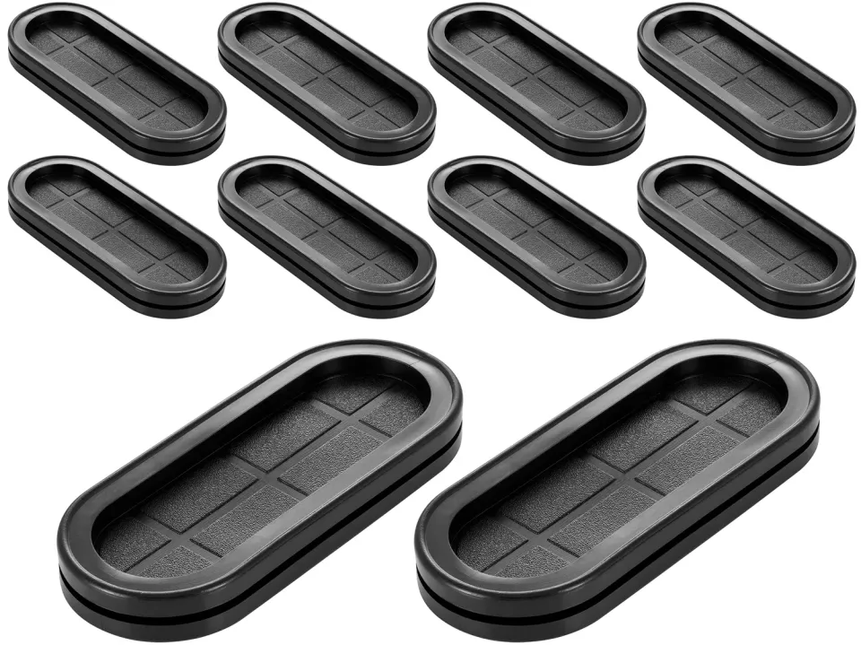 Poppstar Kabeltüllen oval 10 Stück schwarz Gummi