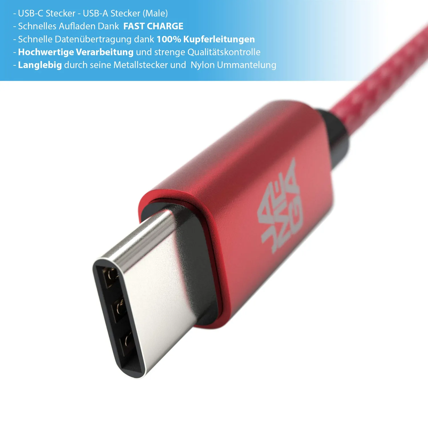 Jamega USB-C Kabel Rot 4er Pack Nylon 3A Set