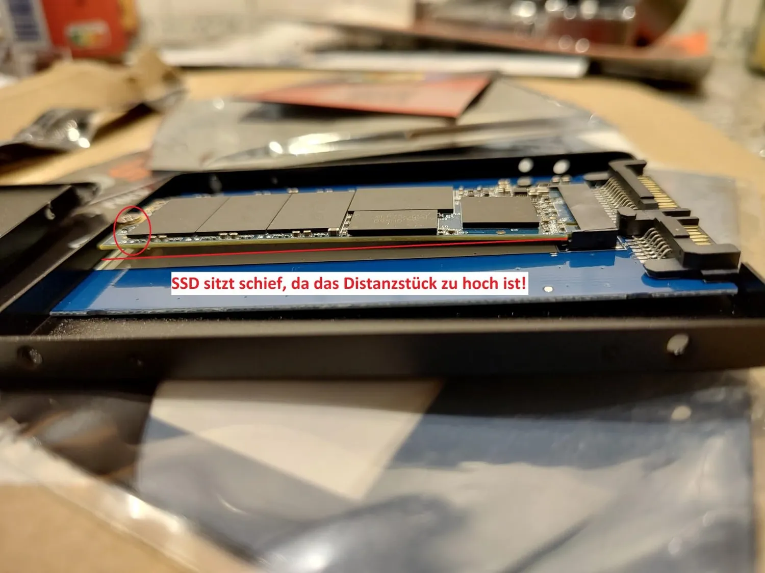 Poppstar M.2 auf 2,5 Zoll SATA Gehäuse Aluminium schwarz