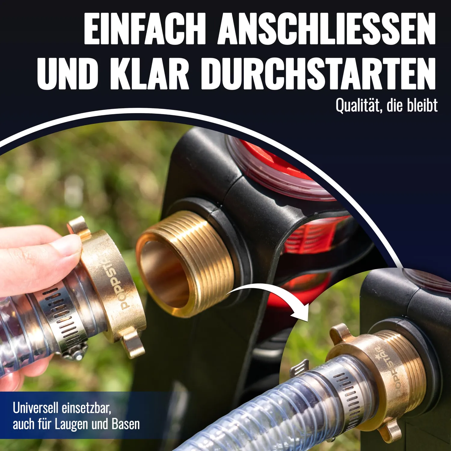 Poppstar Saugschlauch 1 Zoll 7m mit Saugkorb Ventil blau