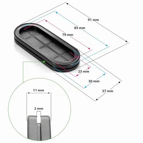 Poppstar Kabeltüllen oval 10 Stück schwarz Gummi