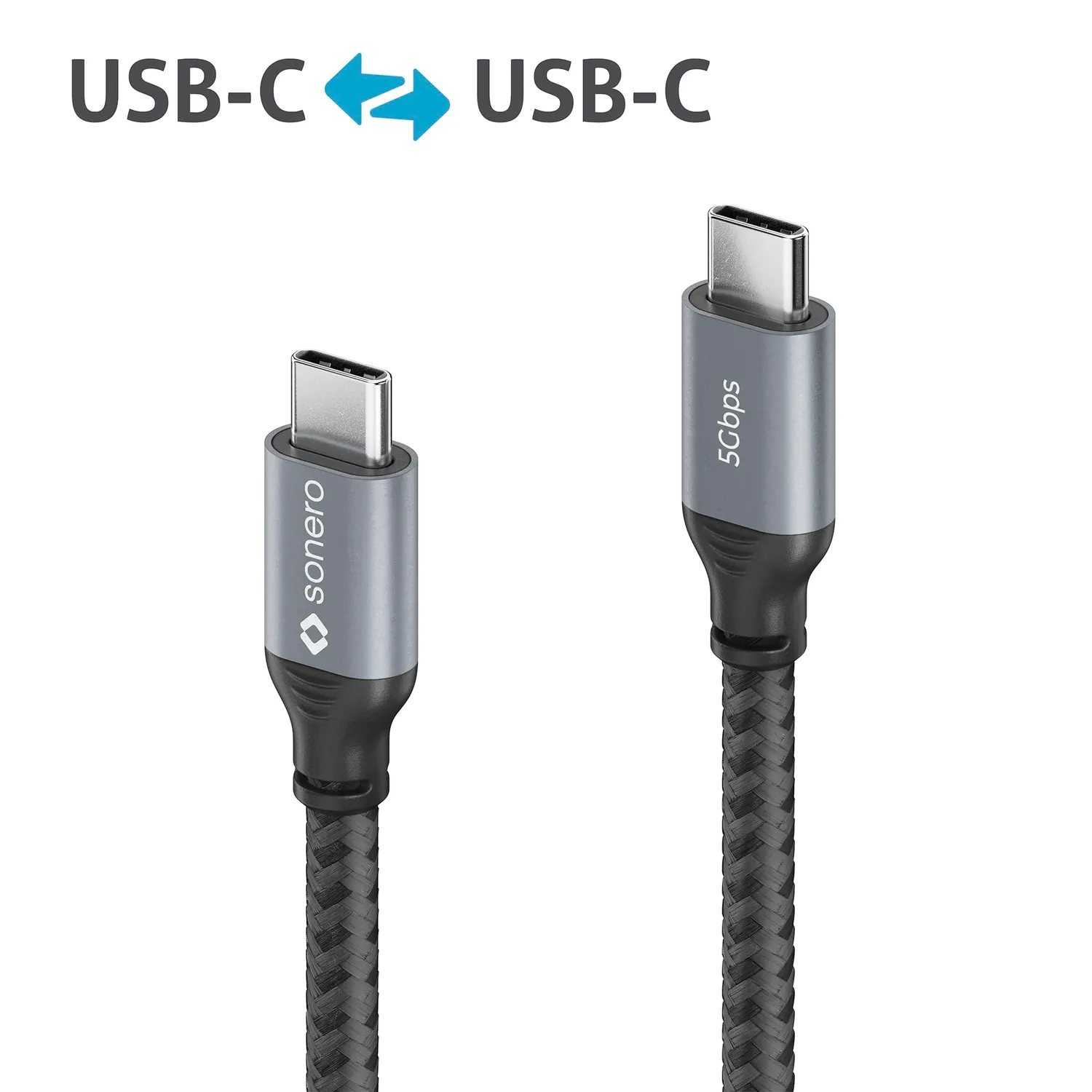 Sonero SPC-U320-010 USB-C Kabel 4K 60Hz 60W 1 m grau/schwarz