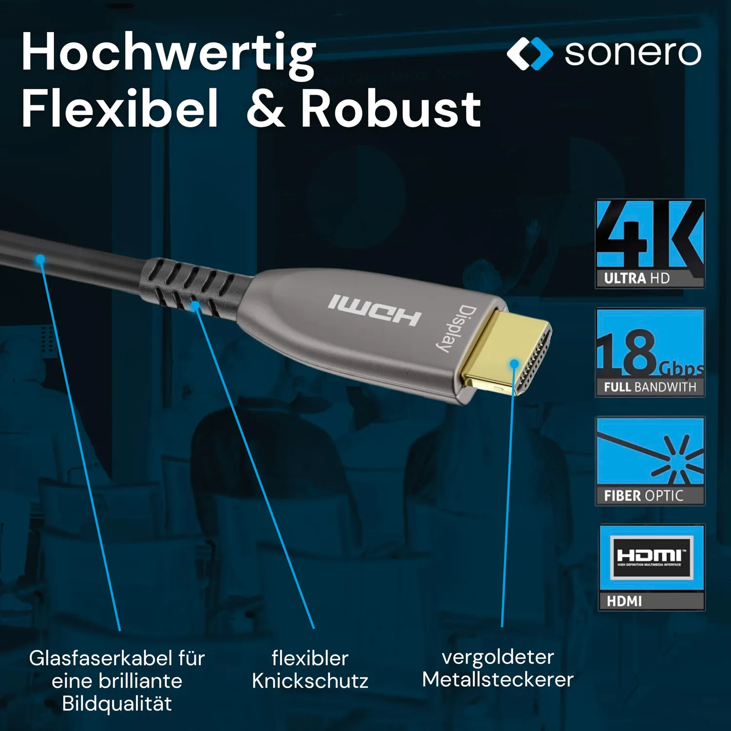 Sonero X-AOC210-500 HDMI-Kabel 50m schwarz 4K 60Hz