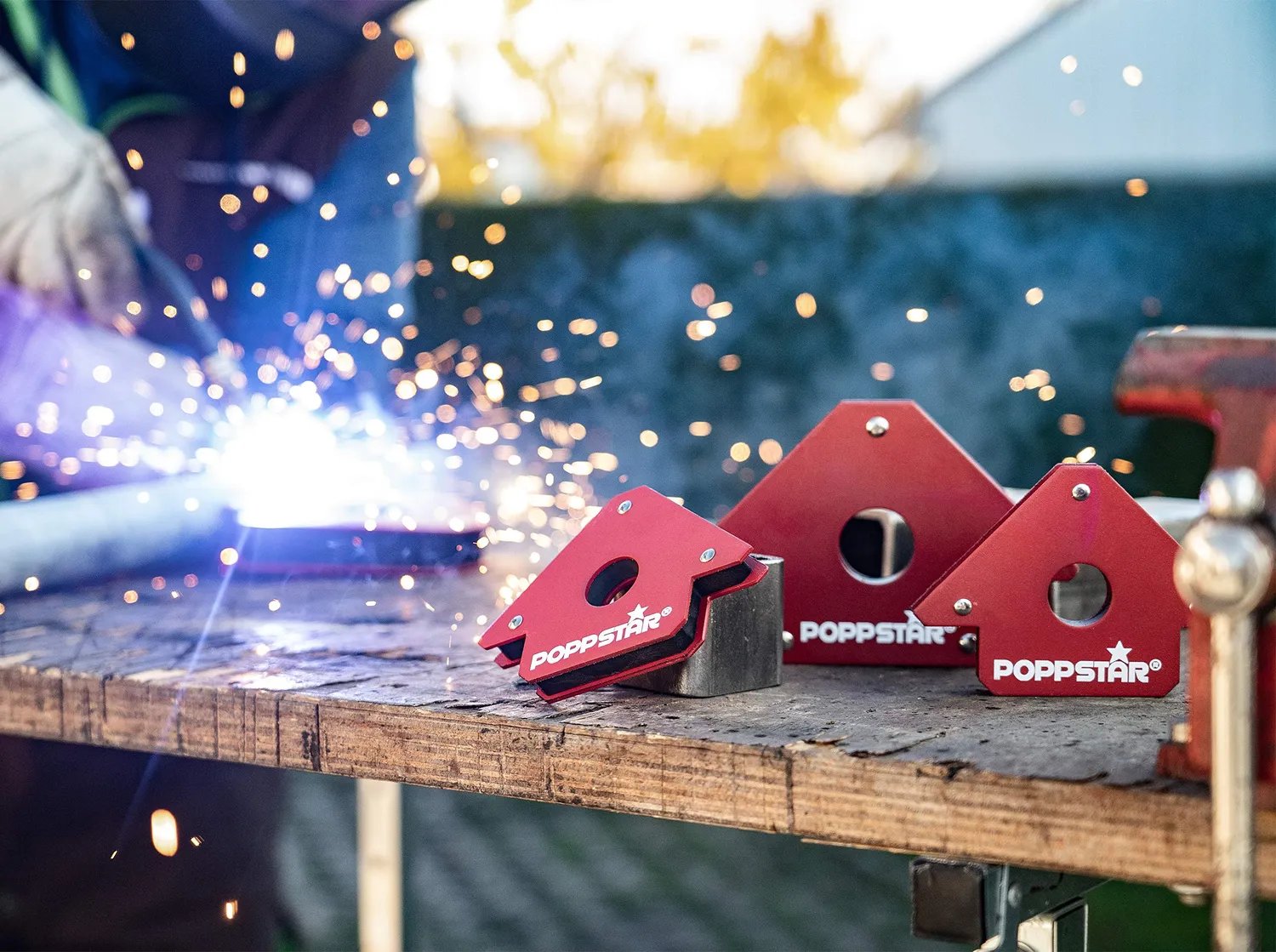Poppstar Schweißmagnet Set 2x 11,3 kg rot 45/90/135°
