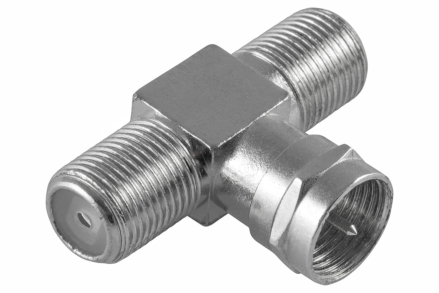 Poppstar SAT Verteiler T-Stück 2x F-Buchse Silber