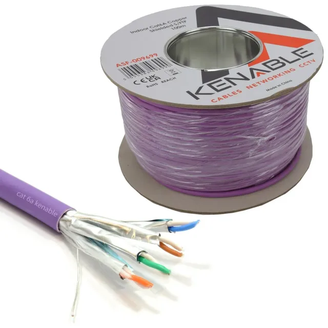 Kenable Cat6A S/FTP Netzwerkkabel 100m lila 10 Gbit