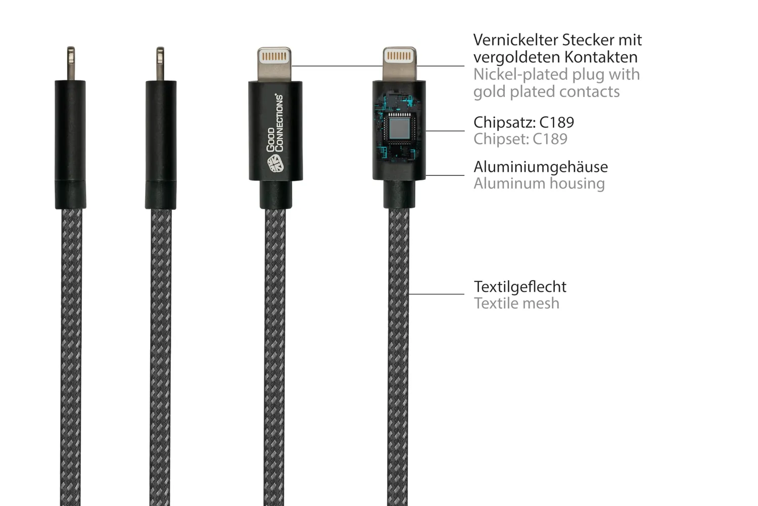 Good Connections Lightning Kabel USB-A MFi 0,5m 12W