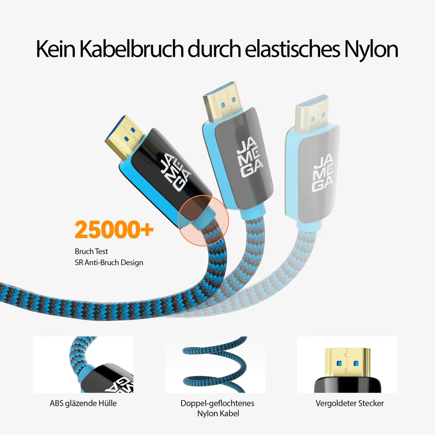 JAMEGA 8K HDMI Kabel 2.1 2m 48Gbps schwarz