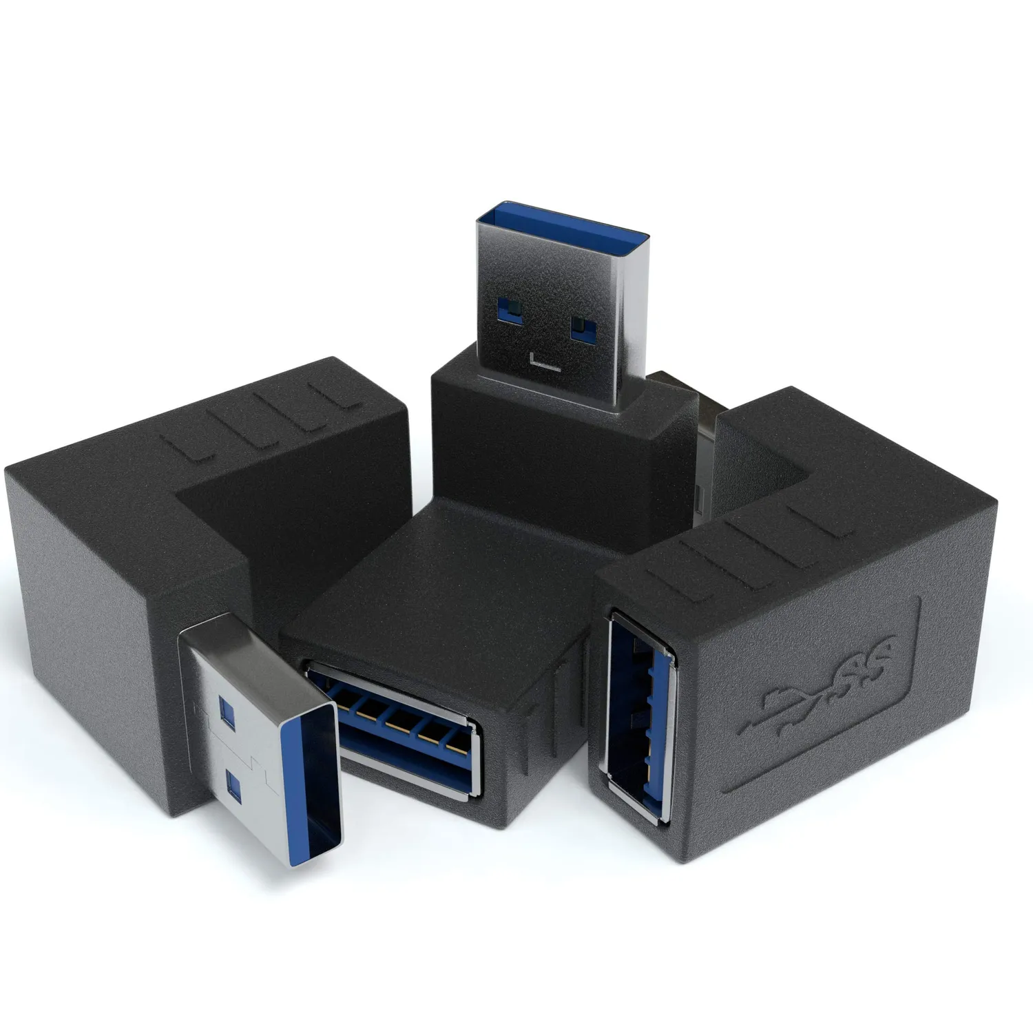 JAMEGA USB 3.0 Winkeladapter 270° 2er Pack schwarz