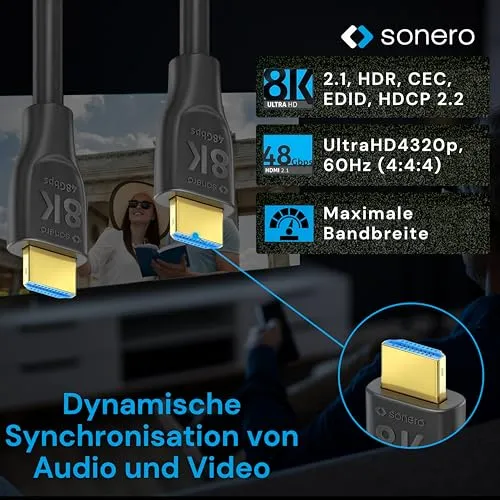 Sonero PHC110-005 HDMI Kabel 0,5m 8K 48Gbps schwarz