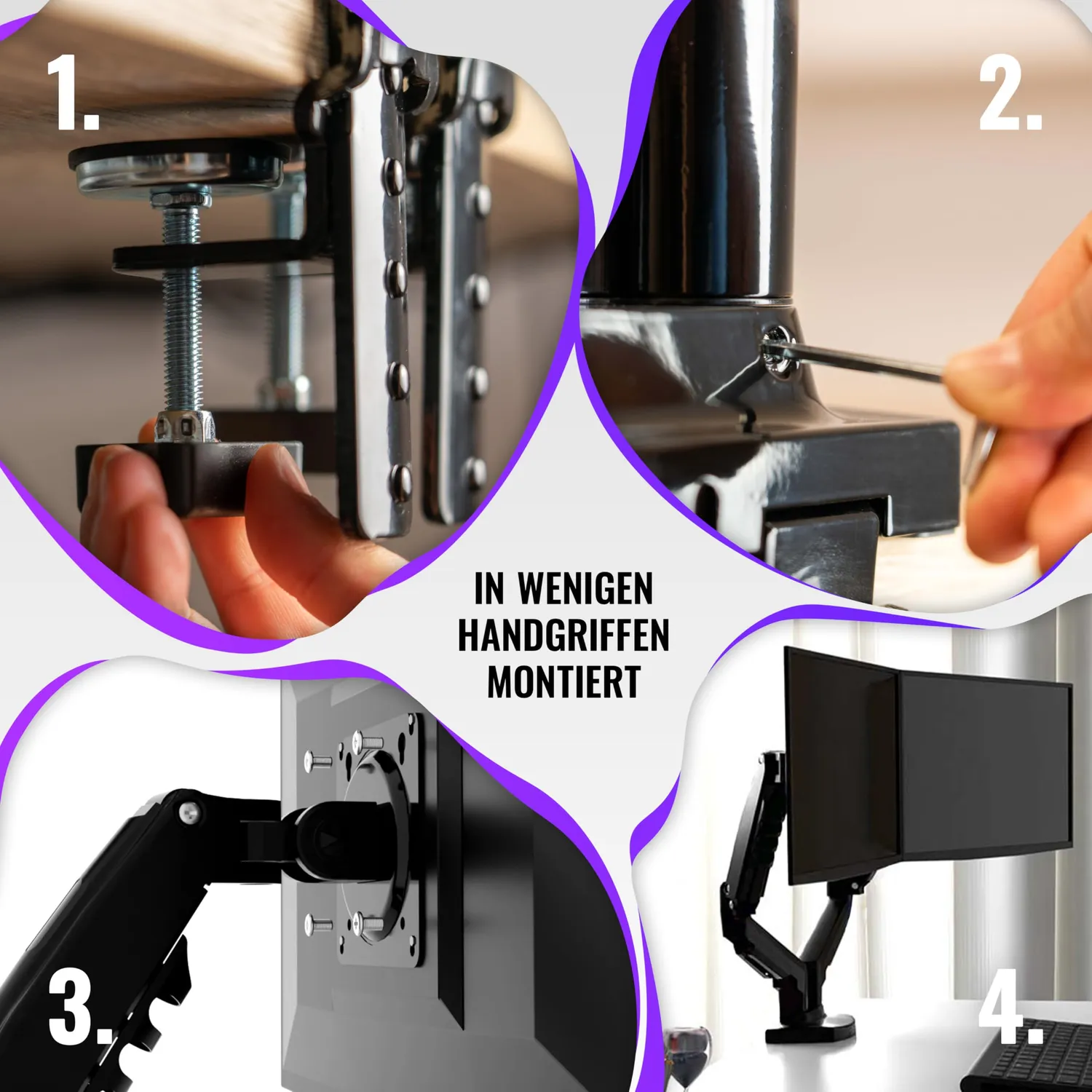 Poppstar Monitorhalterung 2 Monitore 17-27 Zoll schwarz