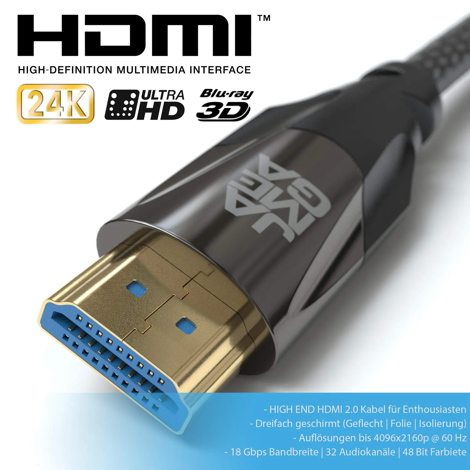 Jamega Black Series HDMI Kabel 2.0 High Speed 0,5 m