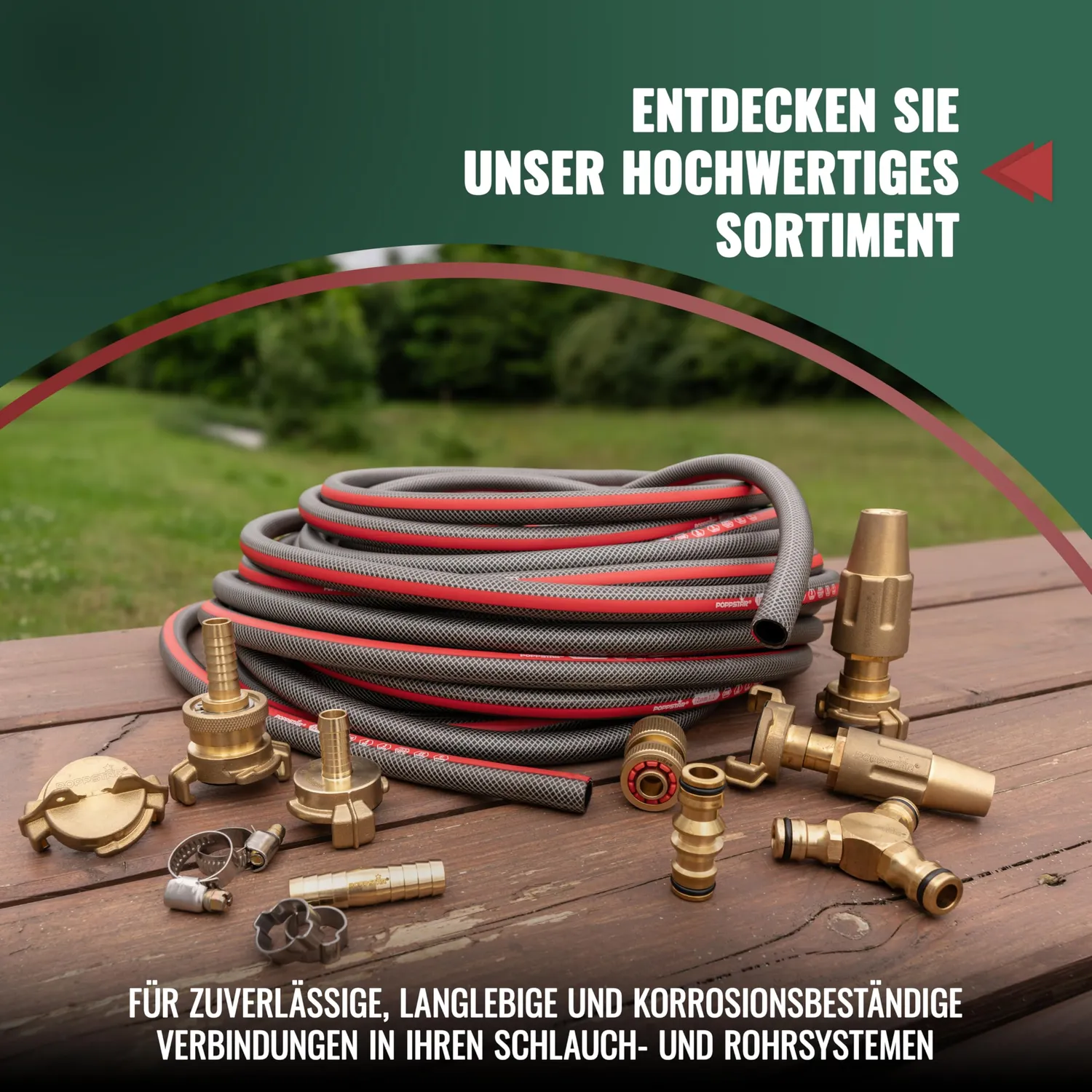 Poppstar PVC Gartenschlauch 25m 1/2 Zoll 3-lagig