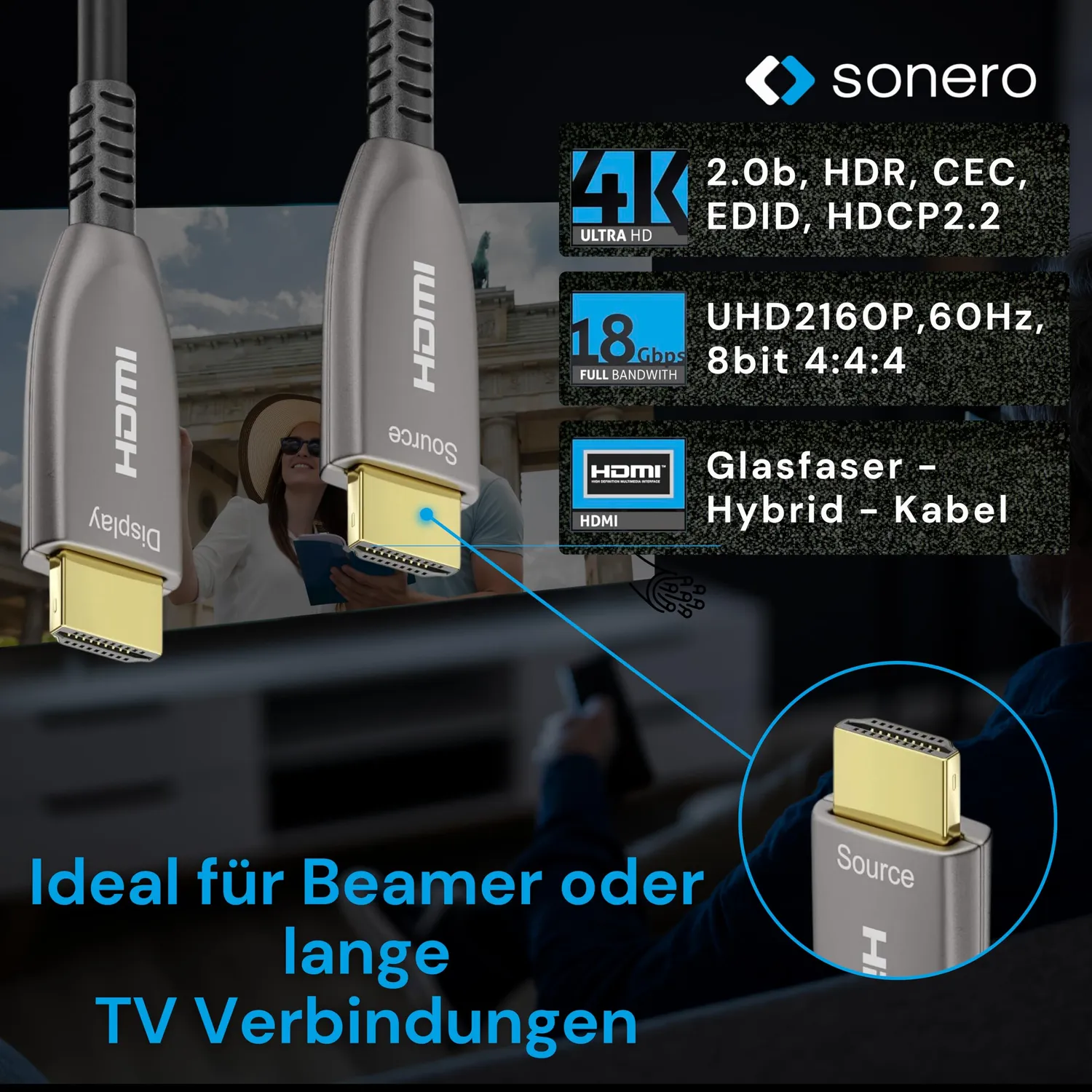 Sonero X-AOC210-300 HDMI Kabel Glasfaser 30m 4K