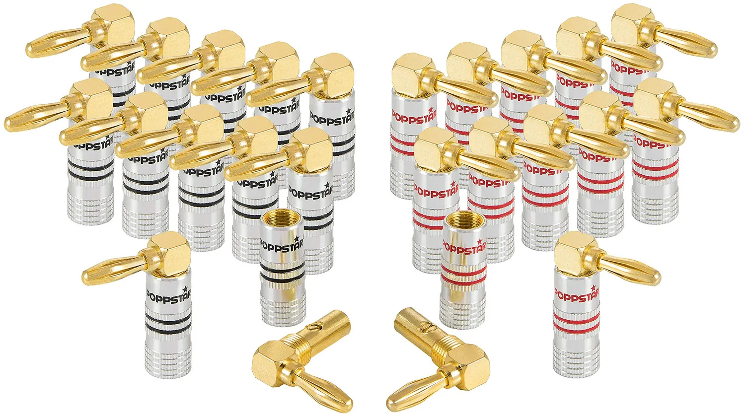 Poppstar High End Bananenstecker gewinkelt 2 Stück vergoldet
