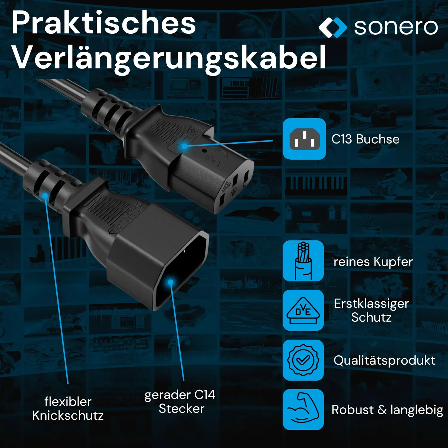 Sonero X-C13P-C13F-050B Kaltgeräteverlängerung 5m schwarz