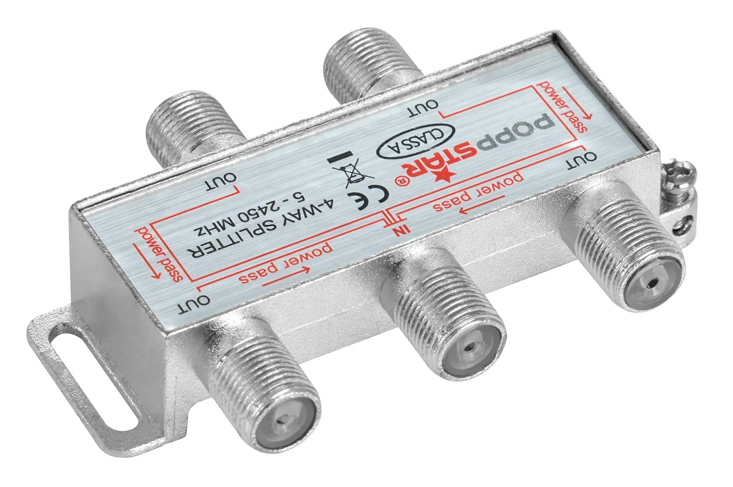 Poppstar Sat-Verteiler 4-fach F-Buchse 5-2450 MHz