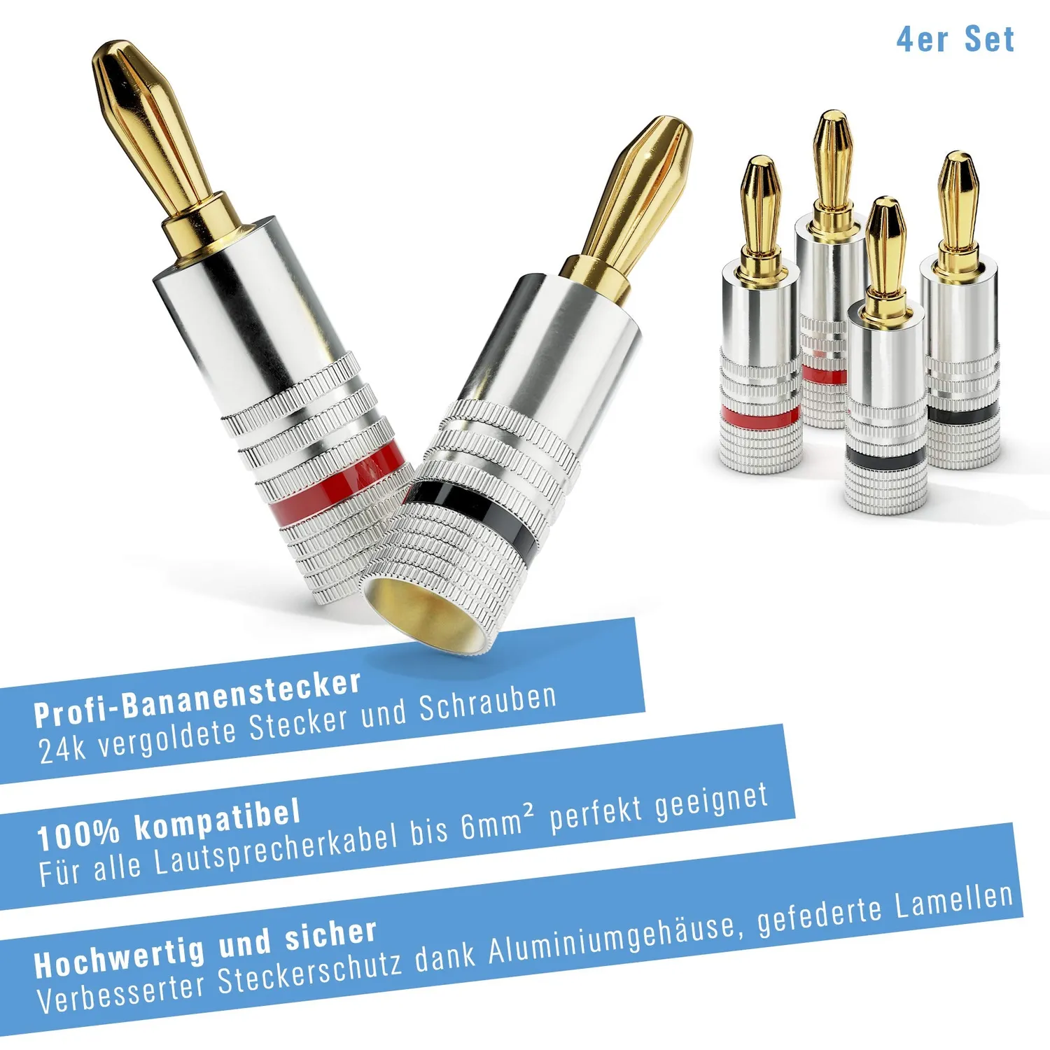 Sonero S-SC000-04 Bananenstecker 4er-Set vergoldet 6mm²