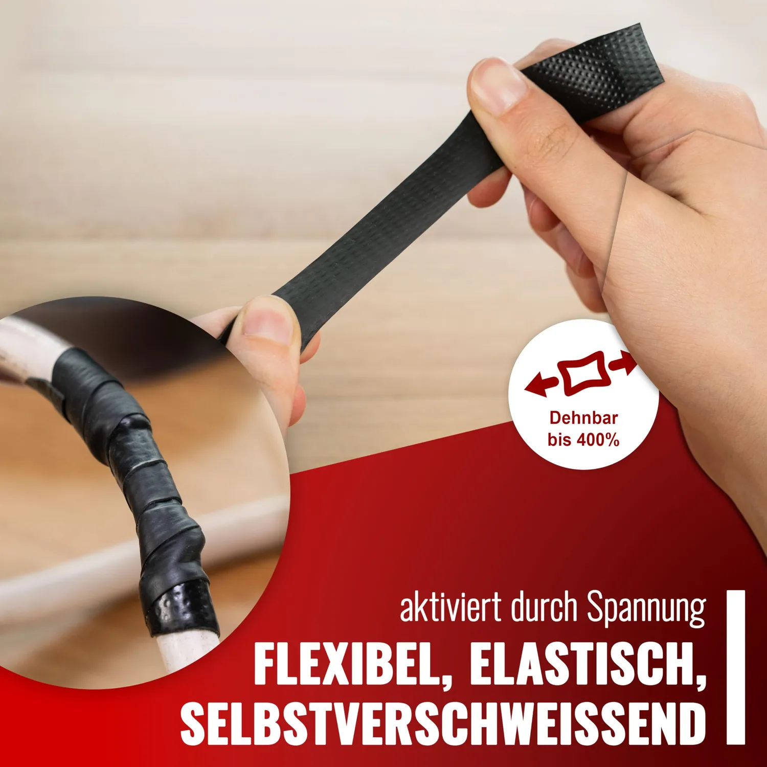 Poppstar Universal Isolierband 10m 19mm schwarz selbstverschweißend