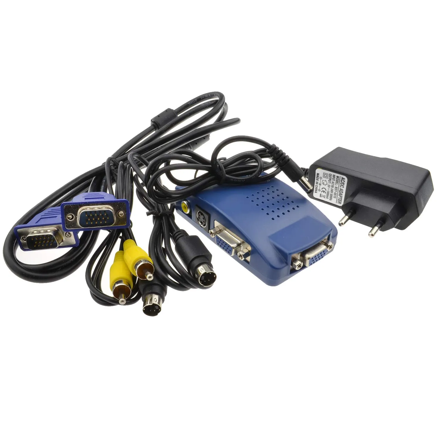 Kenable Composite S-Video zu VGA Konverter mit Netzteil