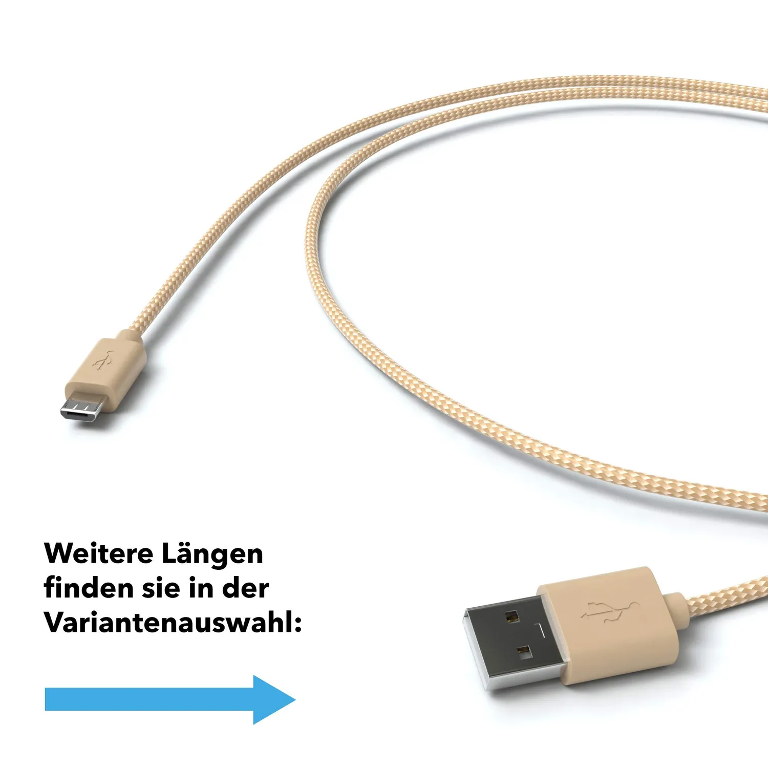 Jamega Micro-USB Kabel Nylon 1 m Laden Daten gold