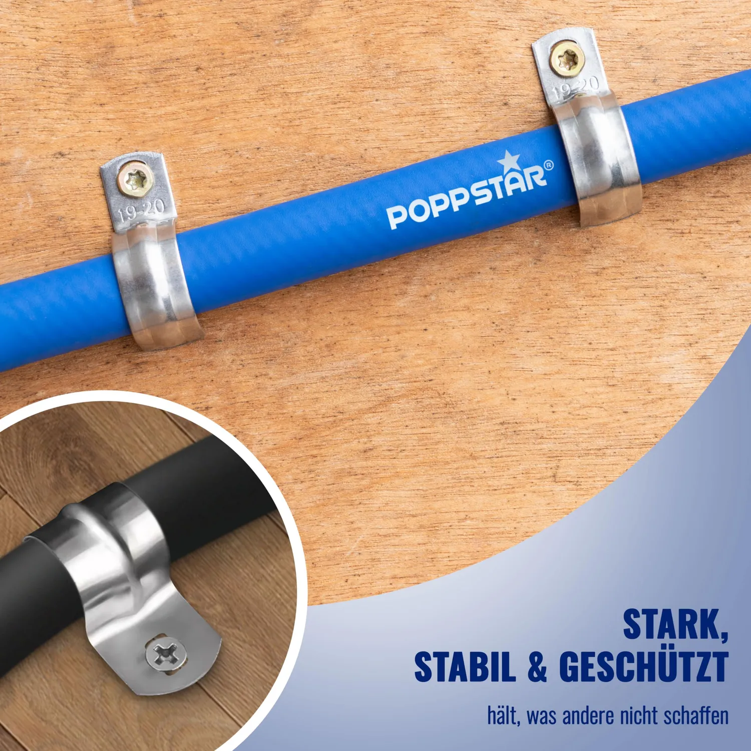 Poppstar Befestigungsschellen 8 mm Edelstahl 20 Stück
