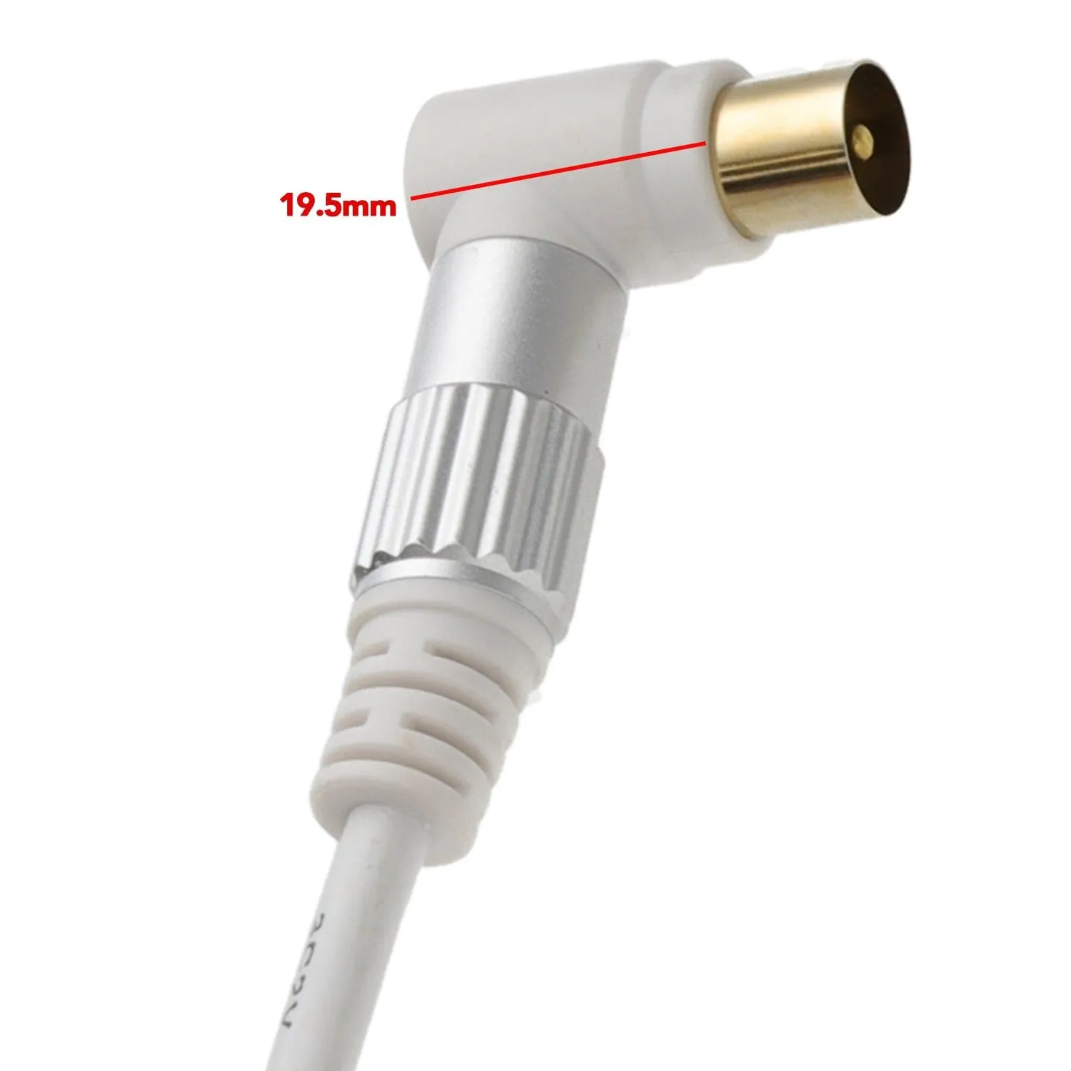 Kenable RF Antennenkabel 90° gewinkelt 1m weiß Gold