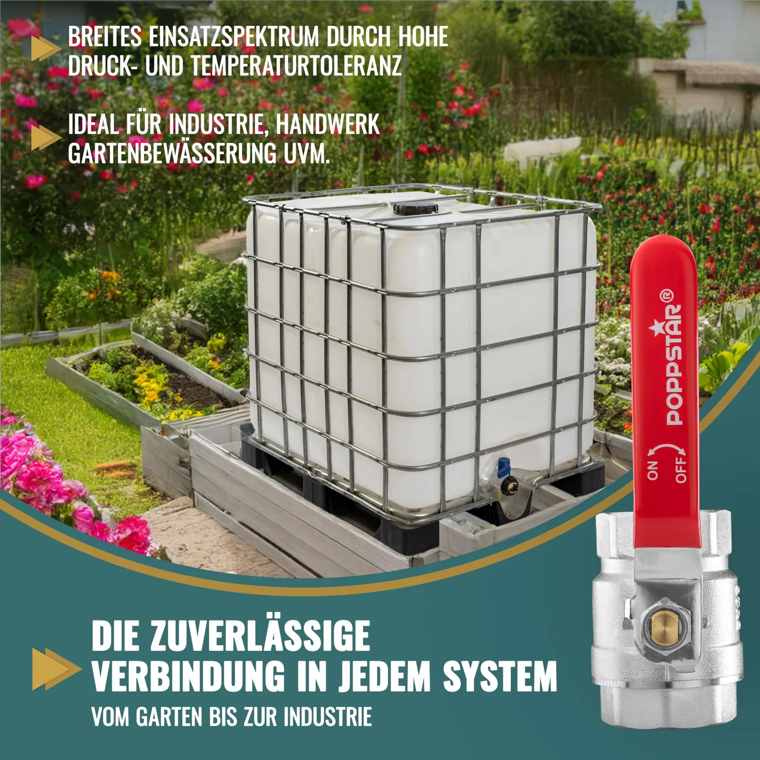 Poppstar Kugelhahn 1 1/2 Zoll IG/IG DN40 Messing