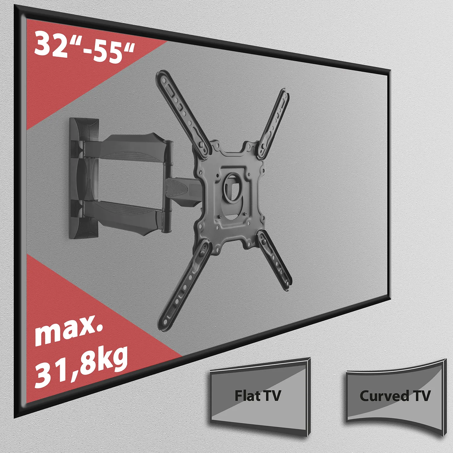 Poppstar TV Wandhalterung schwenkbar 32-55 Zoll 32kg