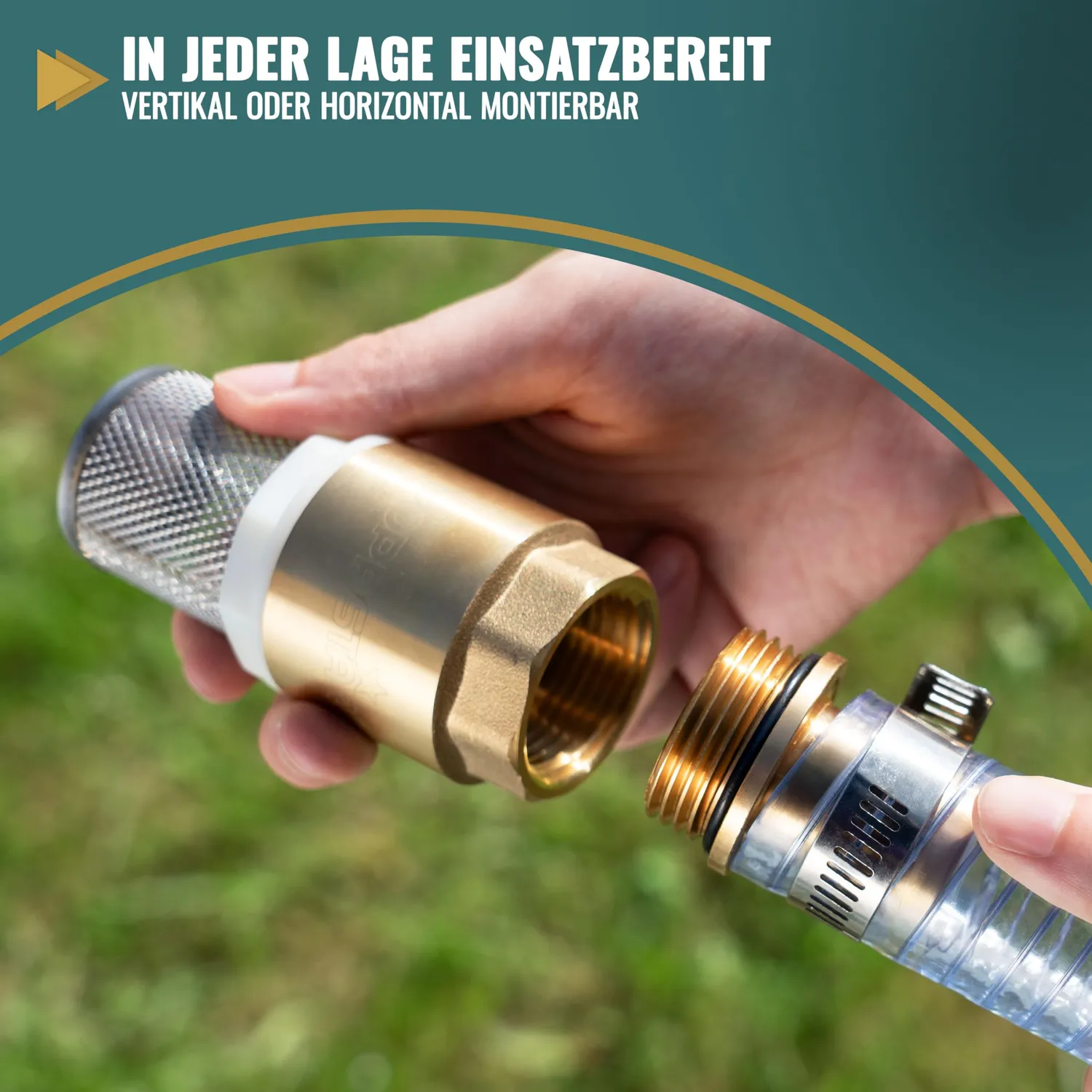 Poppstar Saugfilter Set 1 Zoll Messing Rückschlagventil Edelstahlkorb