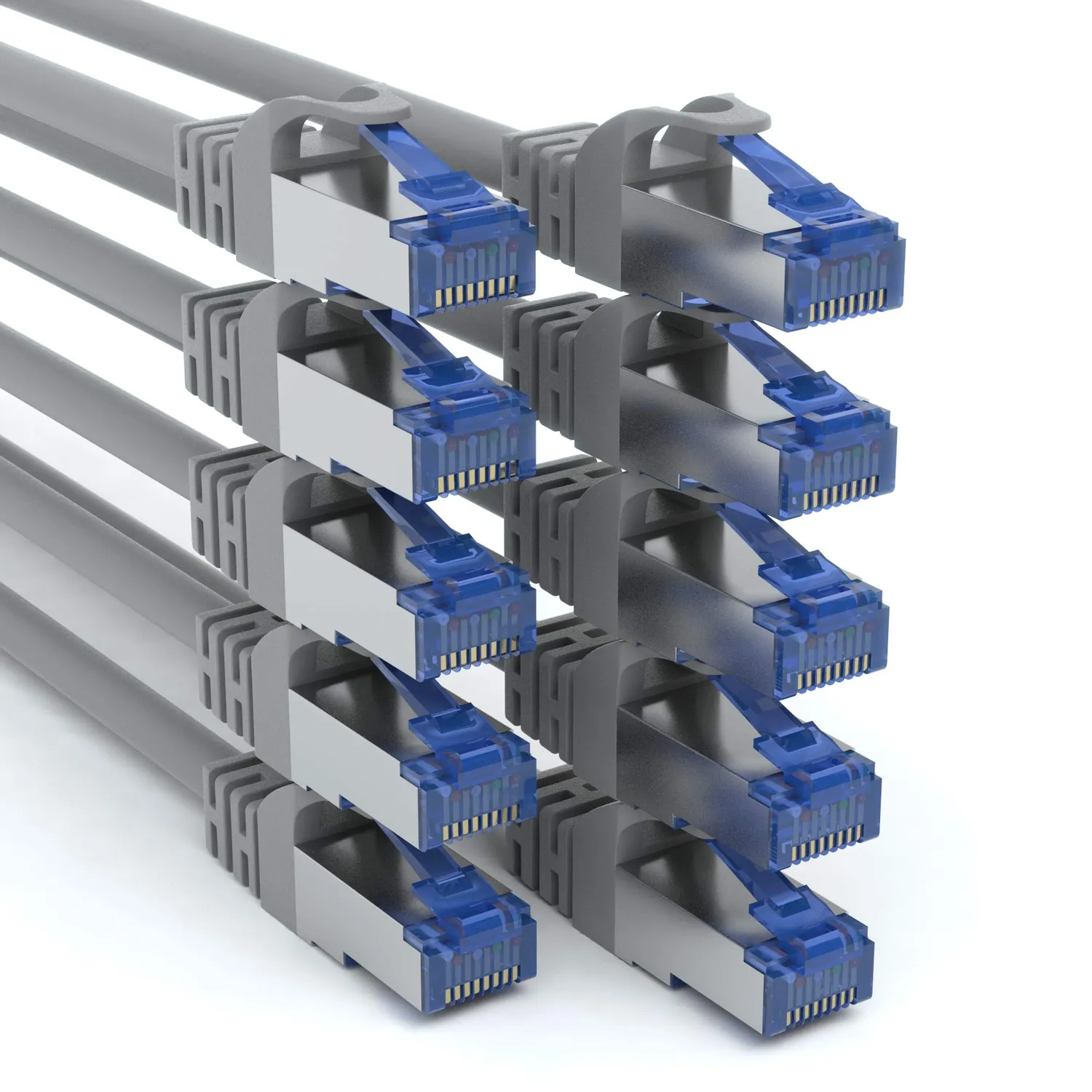 JAMEGA Cat.7 Netzwerkkabel 0,5m 10er-Set weiß 10 Gbit/s
