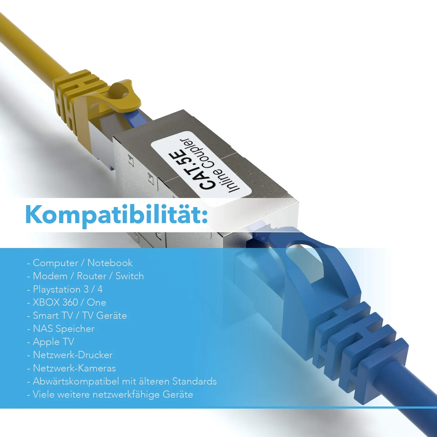Jamega RJ45 LAN Kupplung CAT6 Verbinder 2er