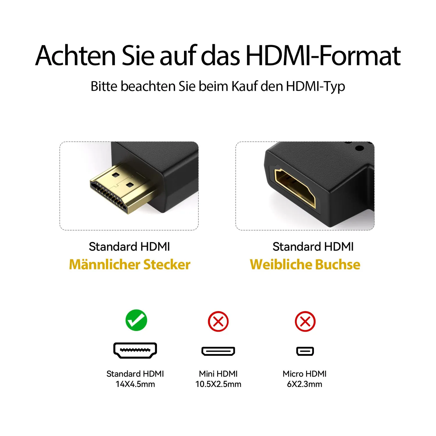 JAMEGA HDMI Winkeladapter 90°+270° 2er Set 4K Flach
