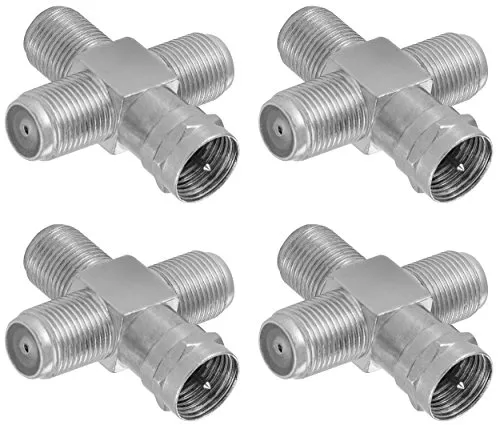 Poppstar SAT-Verteiler Kreuz 3x F-Buchse 2er-Set silbern
