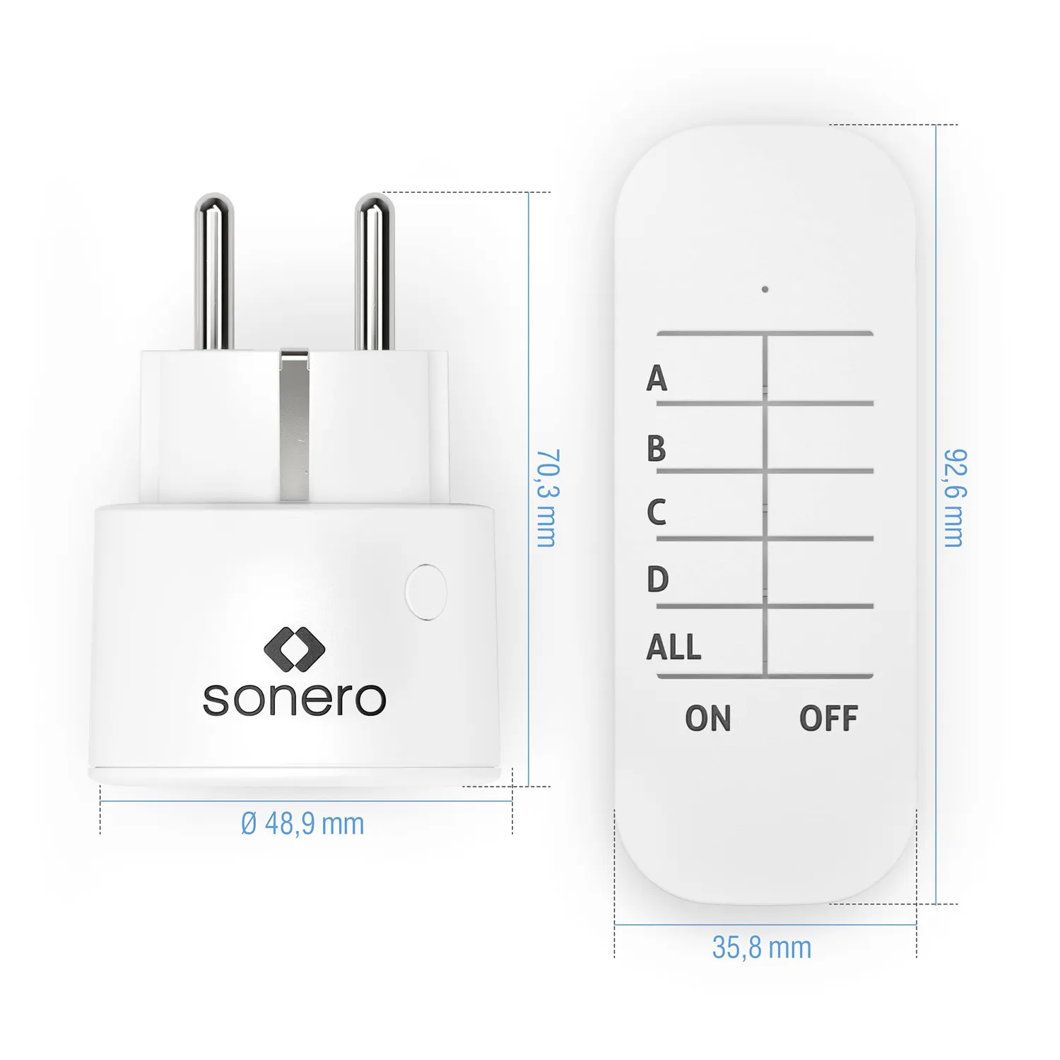 Sonero S-RCS103 Funksteckdosen Set 3er weiß 2300W